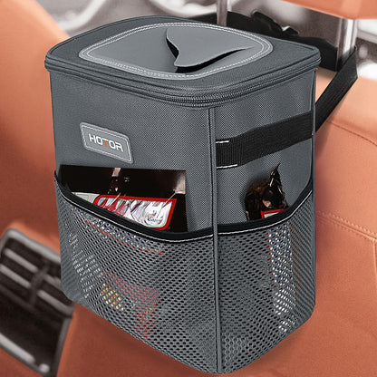 Leakproof Car Trash Can With Storage Pockets