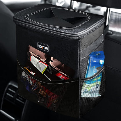 Leakproof Car Trash Can With Storage Pockets