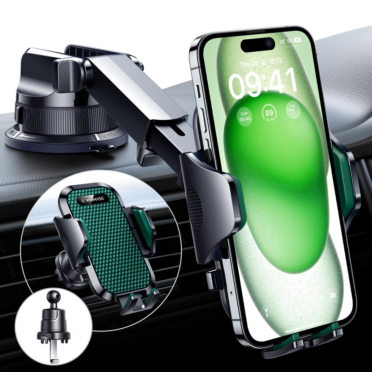 Heavy-Duty Car Phone Mount With Dual Mounting