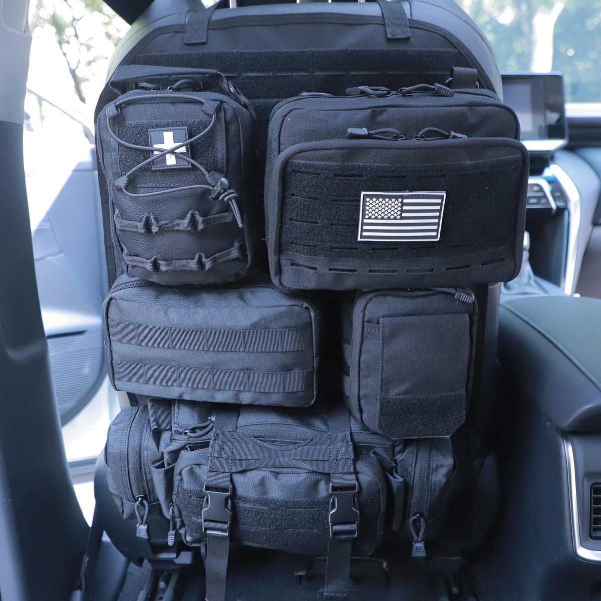 Tactical Seat Back Organizer With Detachable Pouches