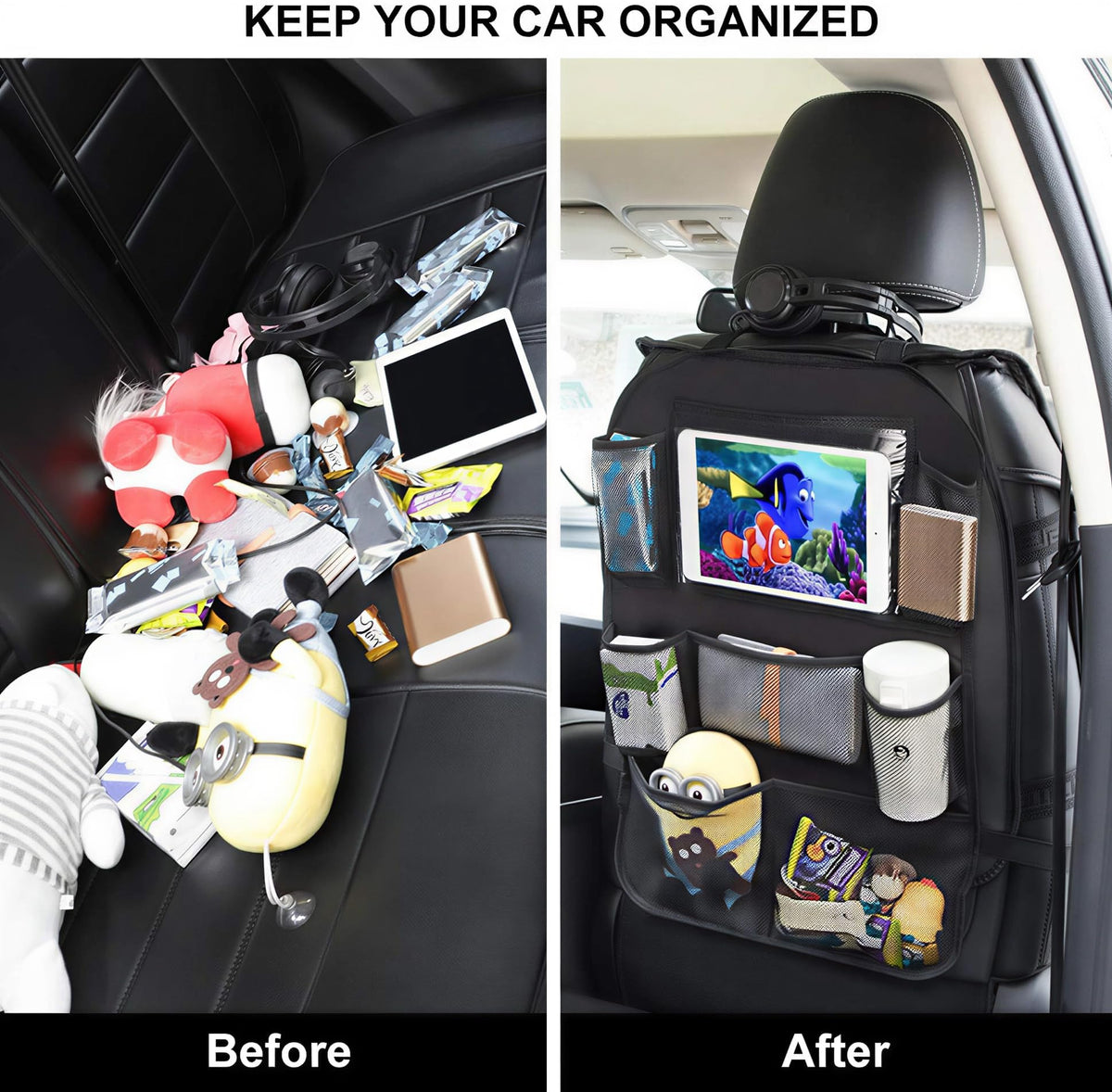 Travel Backseat Organizer With Touchscreen Holder