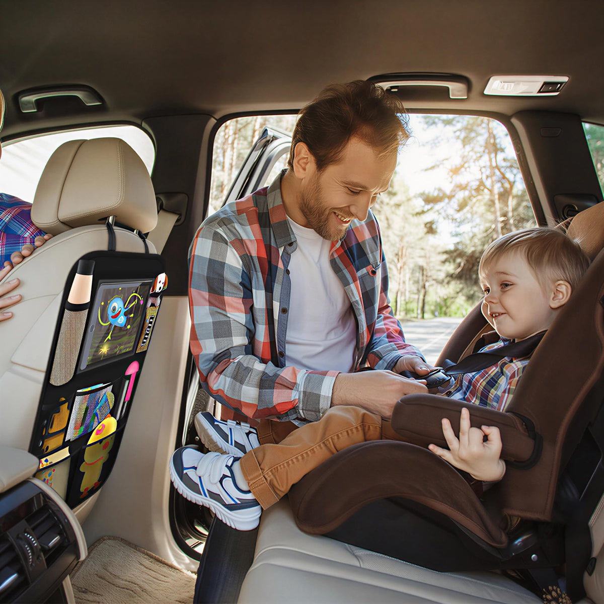 Travel Backseat Organizer With Touchscreen Holder