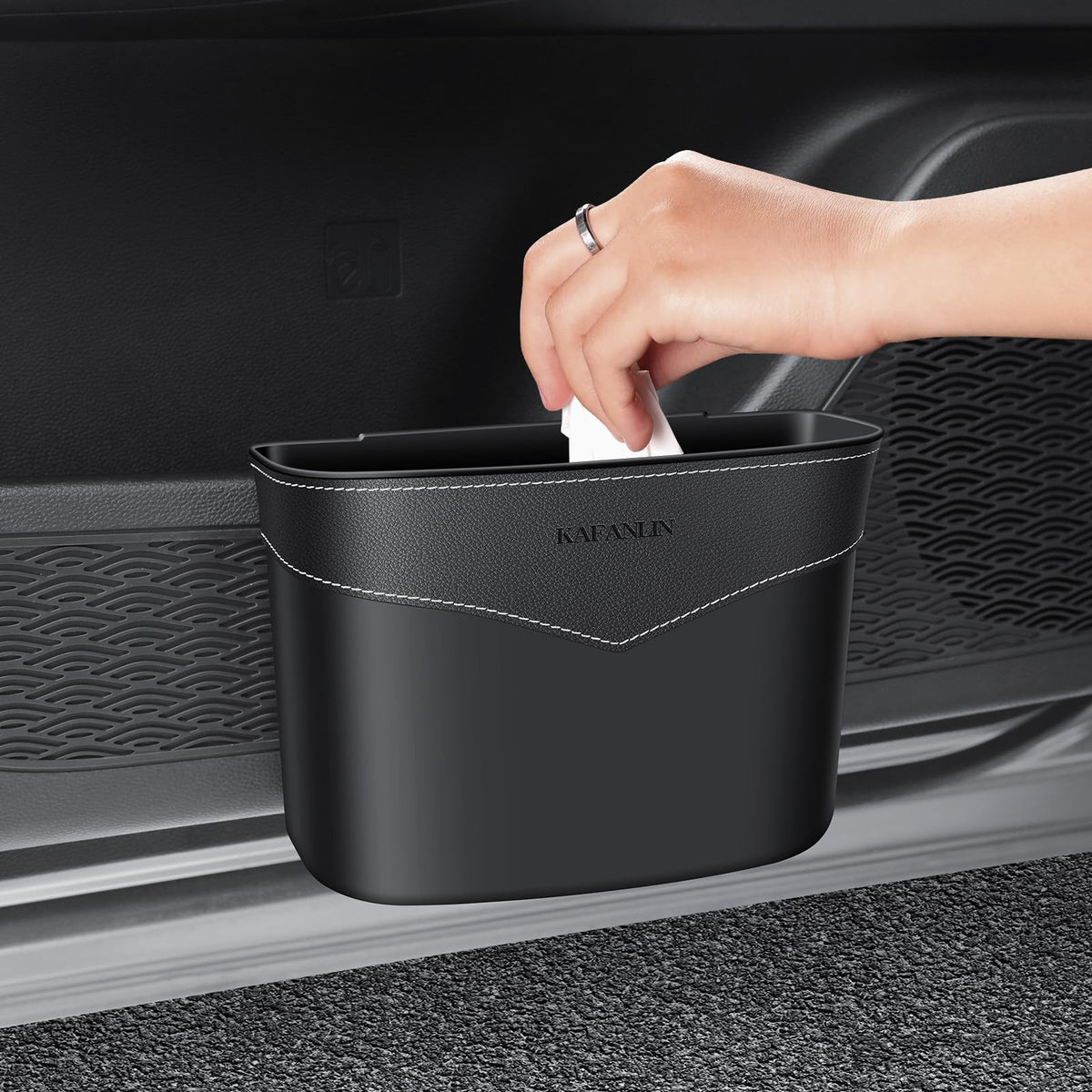 Mini Car Trash Can With Bag Organizer