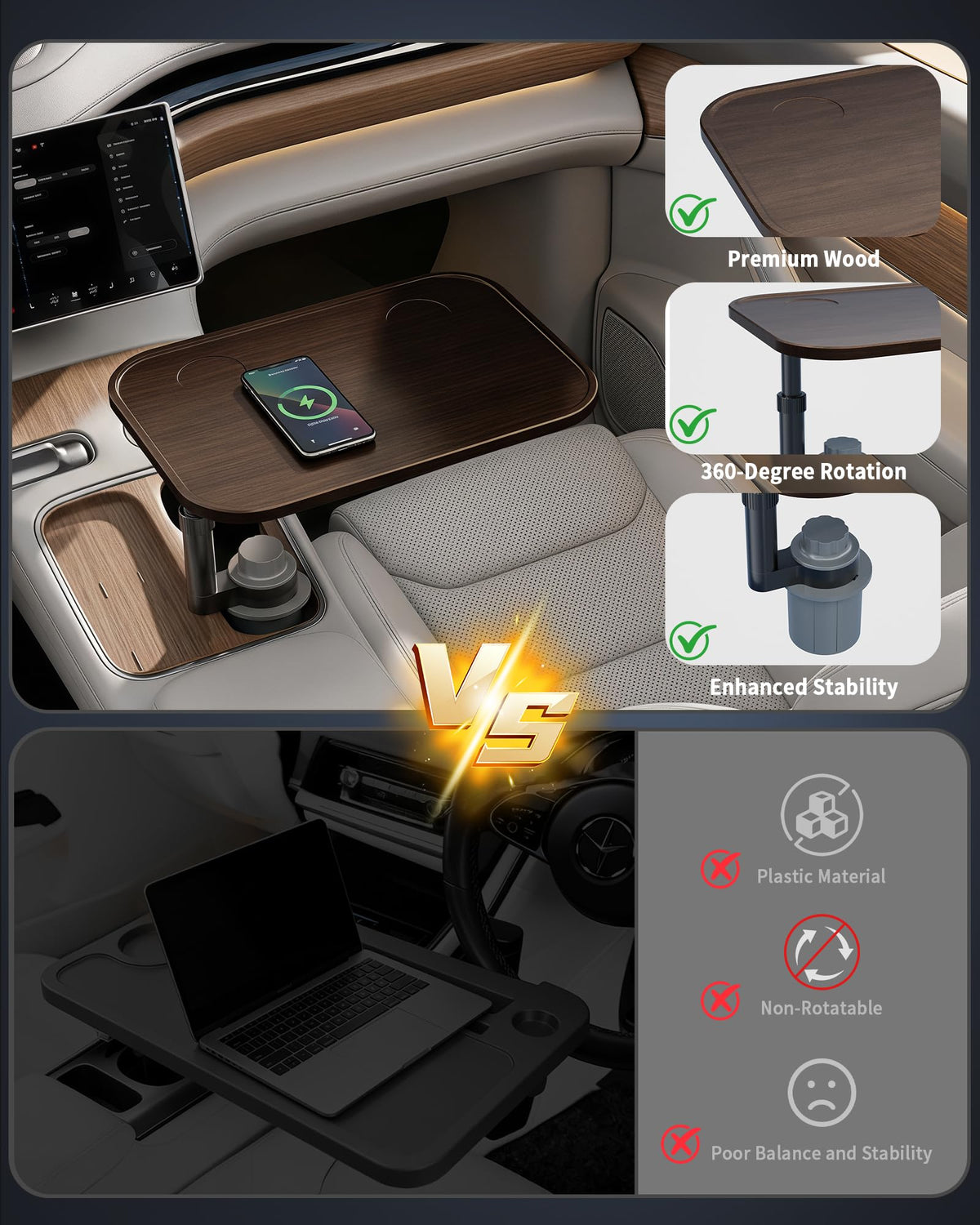 Adjustable 360° Cup Holder Car Laptop Desk