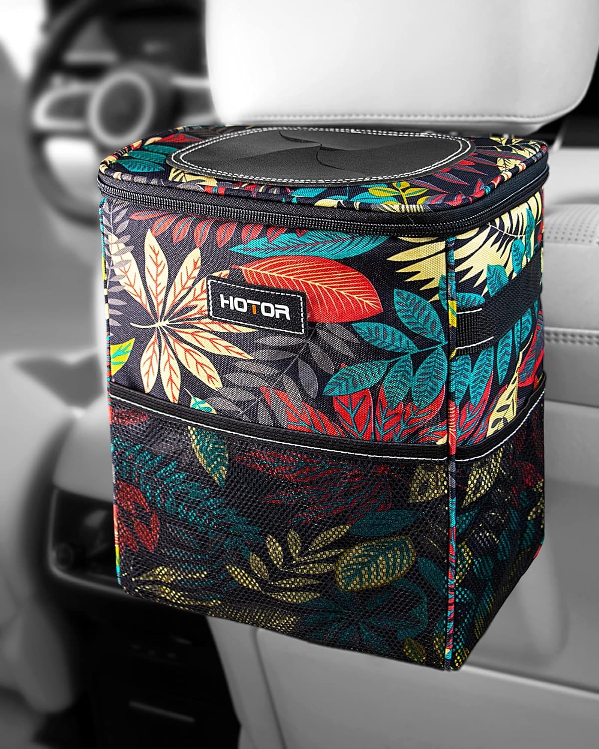 Leakproof Car Trash Can With Storage Pockets
