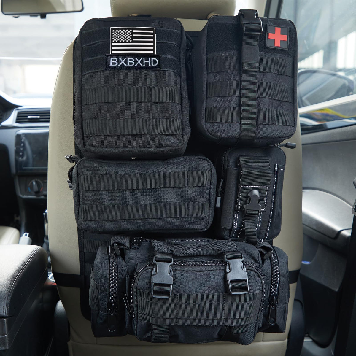Tactical Seat Back Organizer With Detachable Pouches