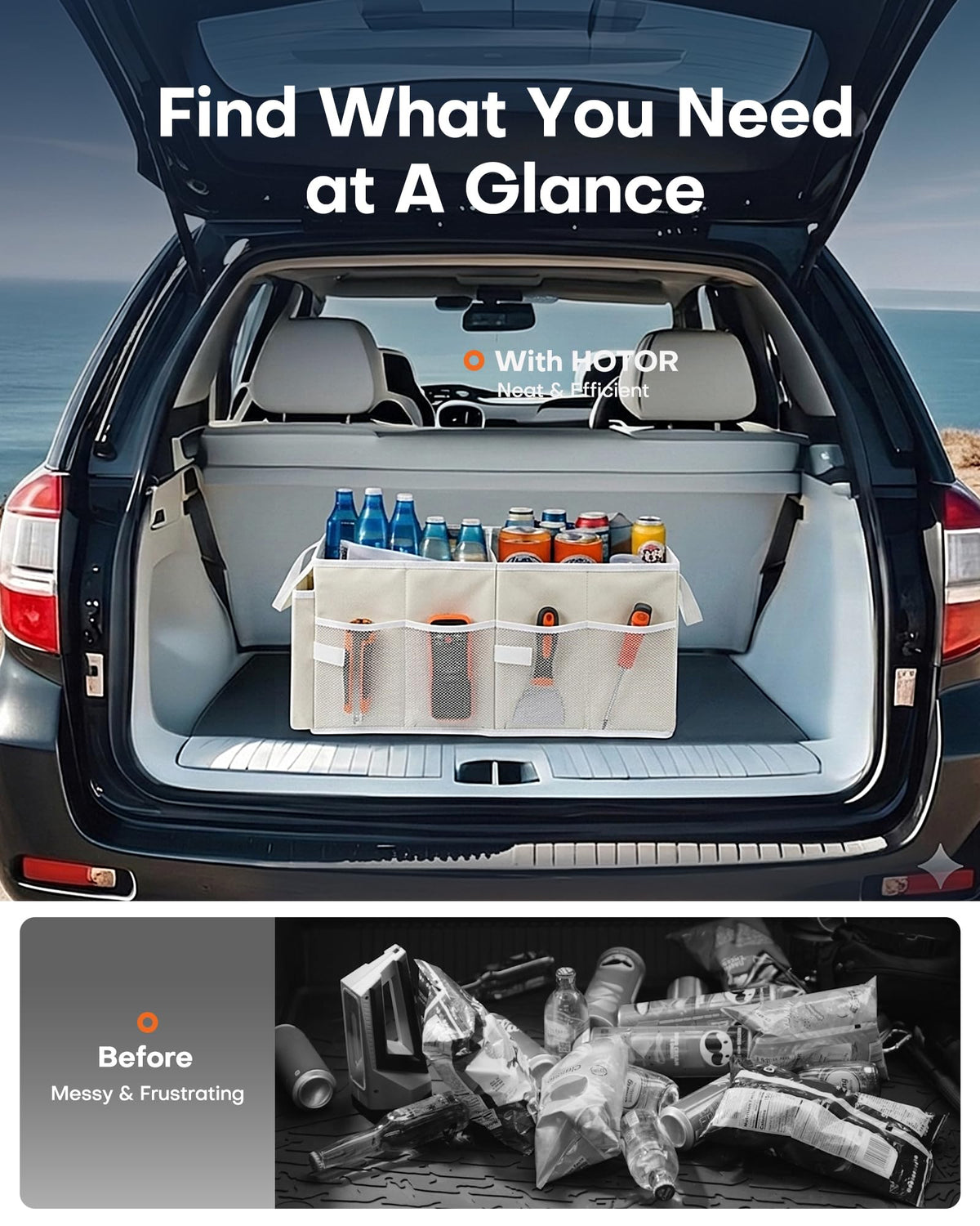 Foldable Trunk Organizer With Reinforced Storage