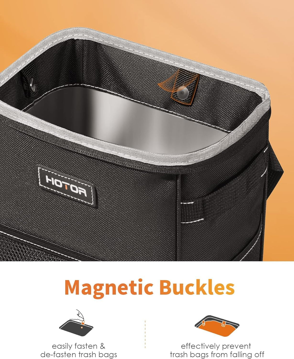 Leakproof Car Trash Can With Storage Pockets