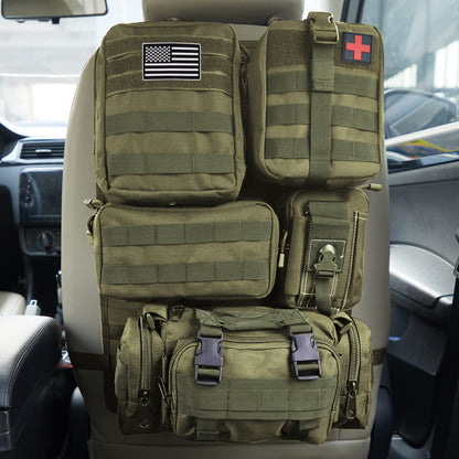 Tactical Seat Back Organizer With Detachable Pouches