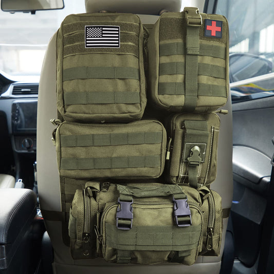 Tactical Seat Back Organizer With Detachable Pouches