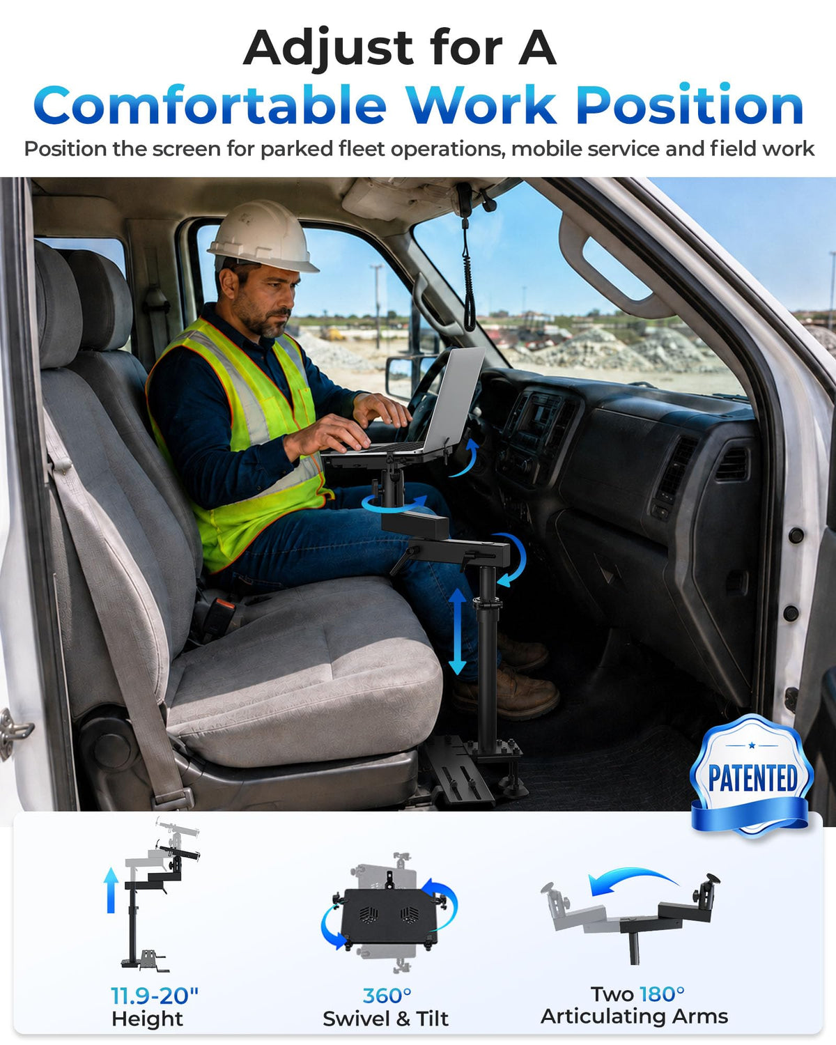 No-Drill Aluminum Car Laptop Mount