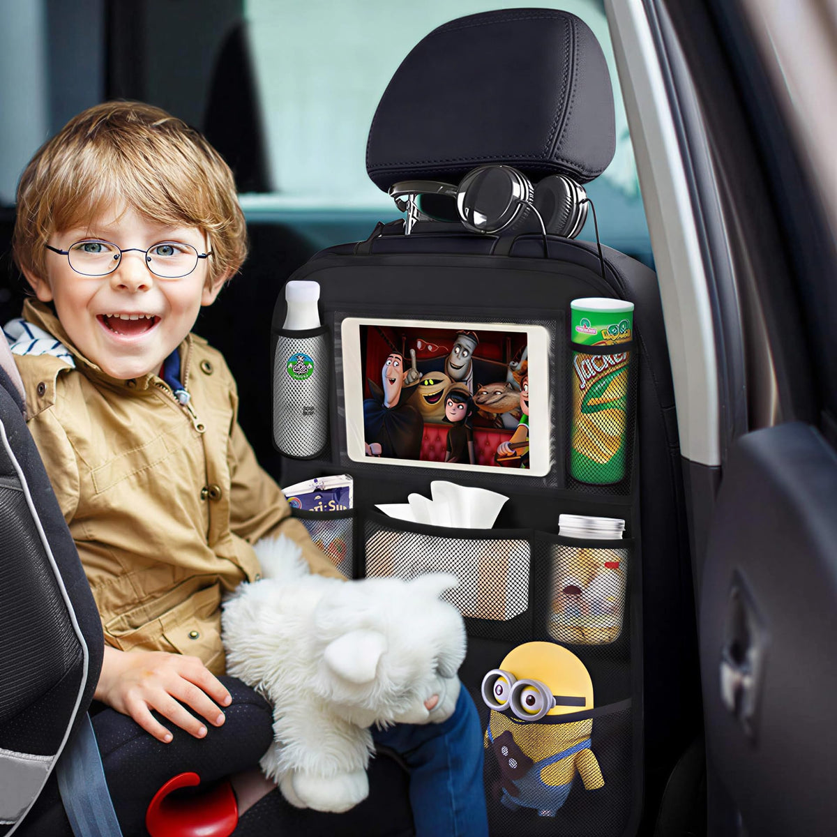 Travel Backseat Organizer With Touchscreen Holder