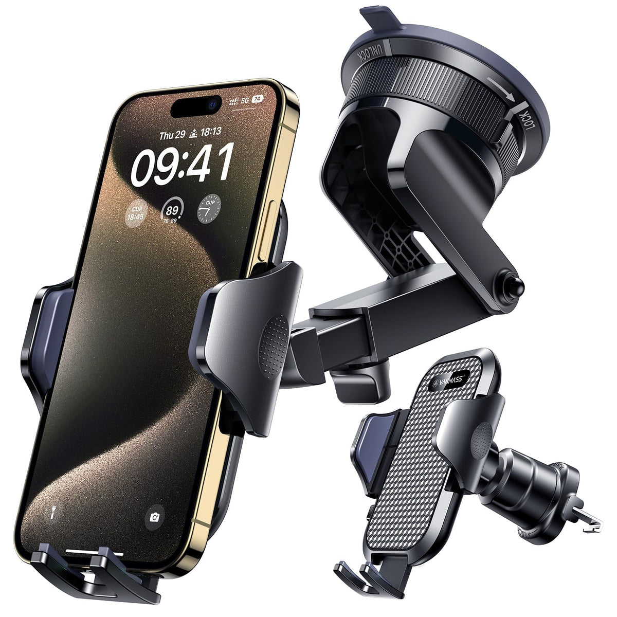 Heavy-Duty Car Phone Mount With Dual Mounting