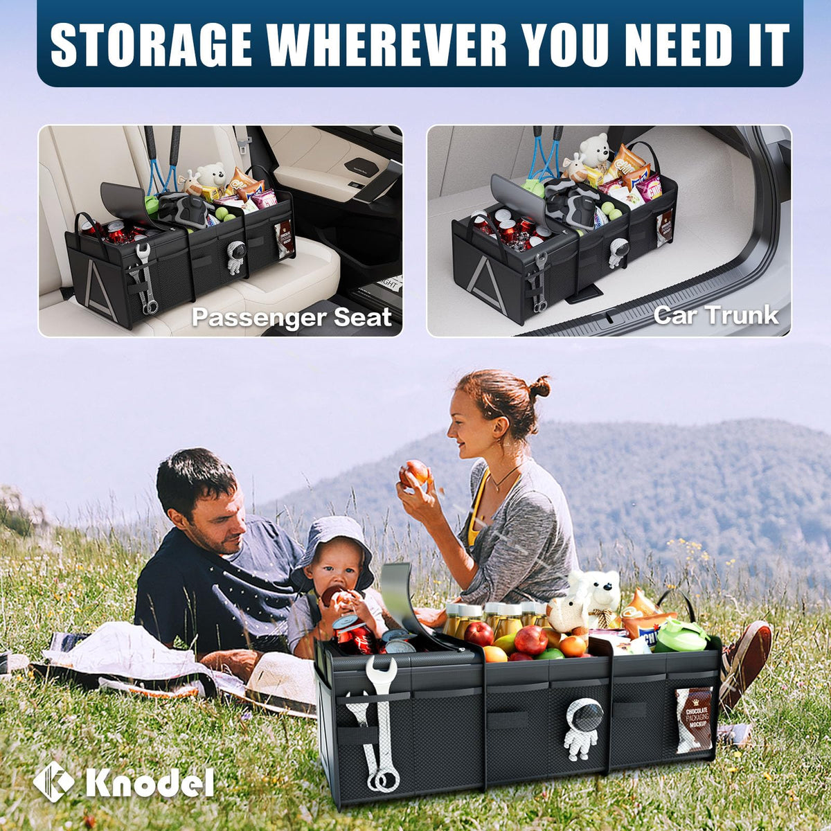 Insulated Trunk Organizer With Three Compartments