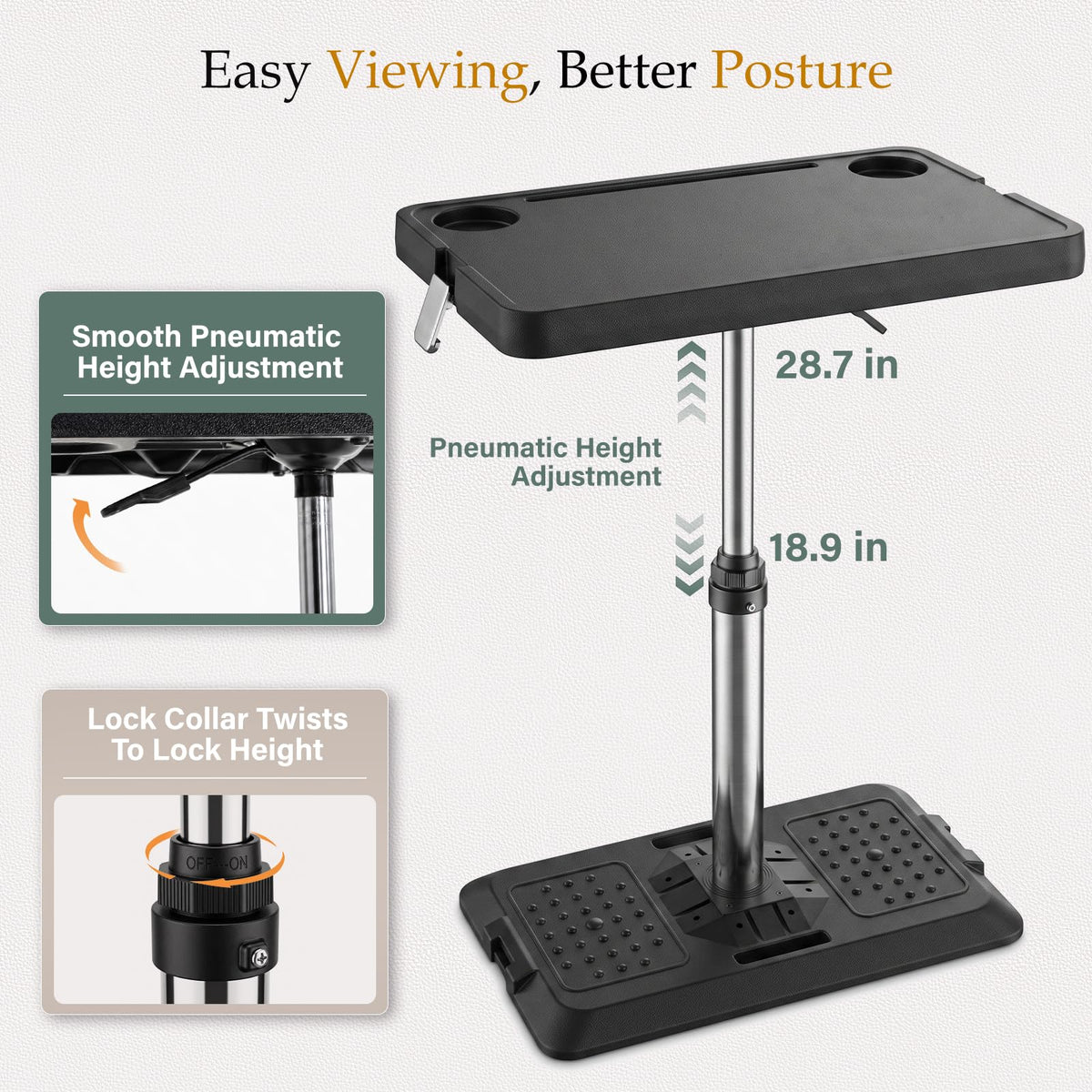 Pneumatic Lift Car Laptop Desk With Stable Base