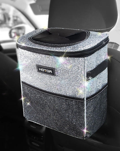 Leakproof Car Trash Can With Storage Pockets