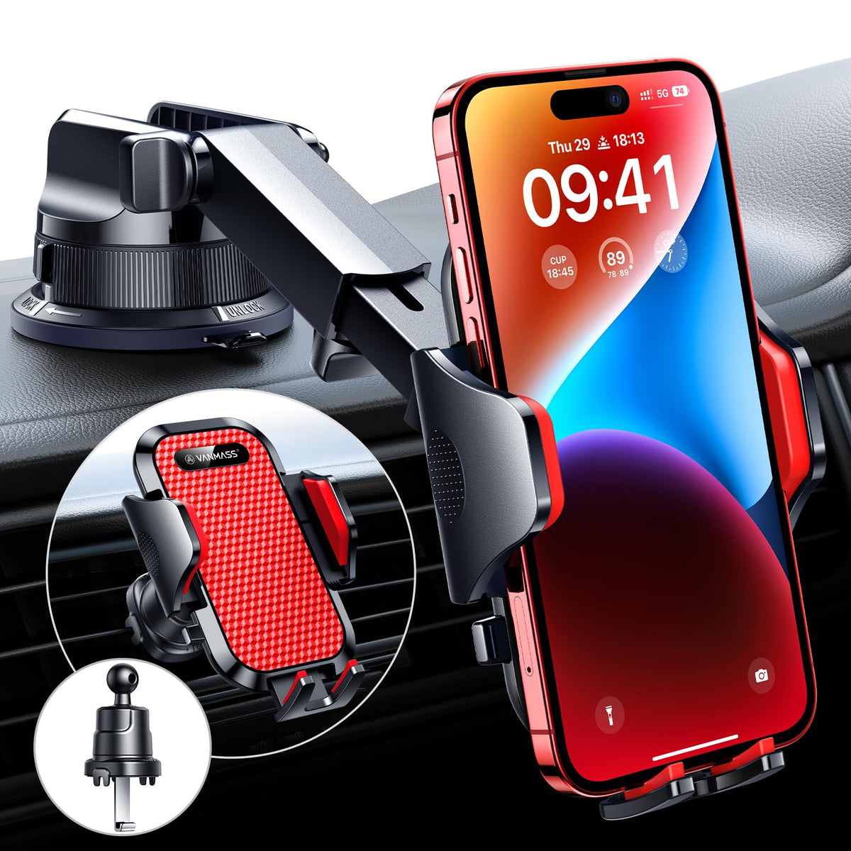 Heavy-Duty Car Phone Mount With Dual Mounting