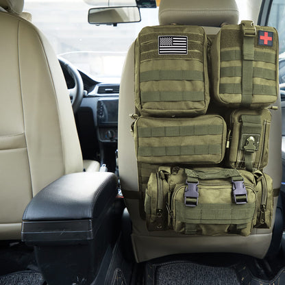 Tactical Seat Back Organizer With Detachable Pouches