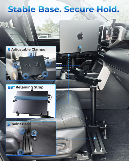No-Drill Aluminum Car Laptop Mount